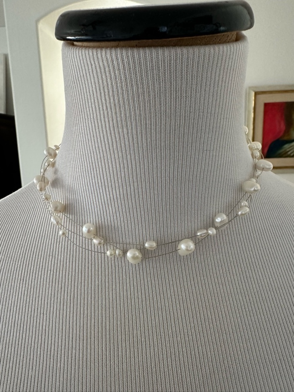 Floating Freshwater Pearl Necklace Multi Strand Delicate Illusion